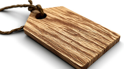 A wooden tag with a brown center and a white background. generated using AI