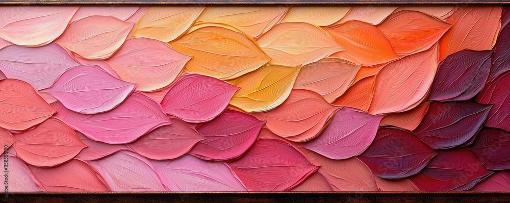Poster rose leaves abstract background concept. a vibrant display of colorful leaf-like patterns illustrati