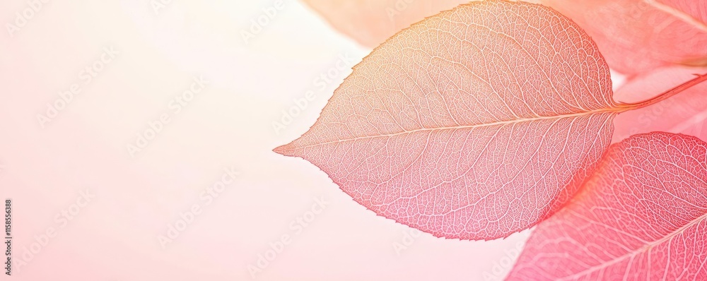 Poster rose leaves abstract background concept. delicate pink leaves with soft lighting creating a tranquil