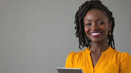 The Smiling Woman with Tablet