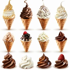 Colorful display of ice cream cones featuring an exciting variety of unique and delicious flavors