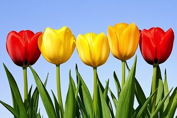 Stunning Floral Scenery with Lush Green Grass & Clear Blue Sky