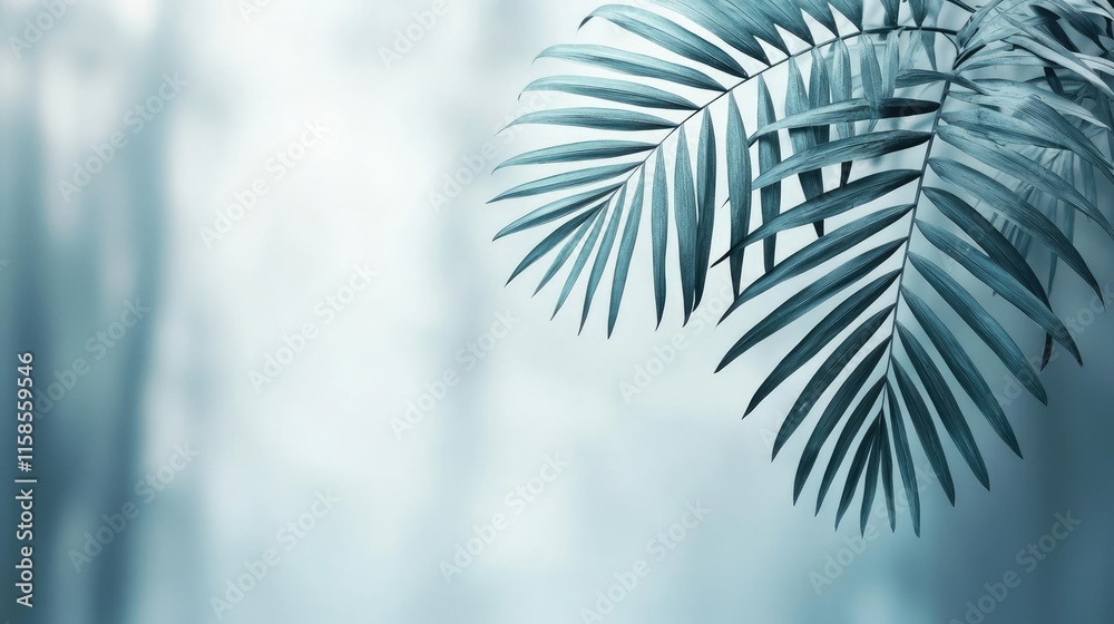 Poster palm leaves abstract background concept. elegant palm leaf showcasing intricate details in a calming