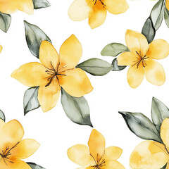 Lemon and lemon flowers watercolor style white background