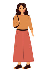 Colorful College Student Character