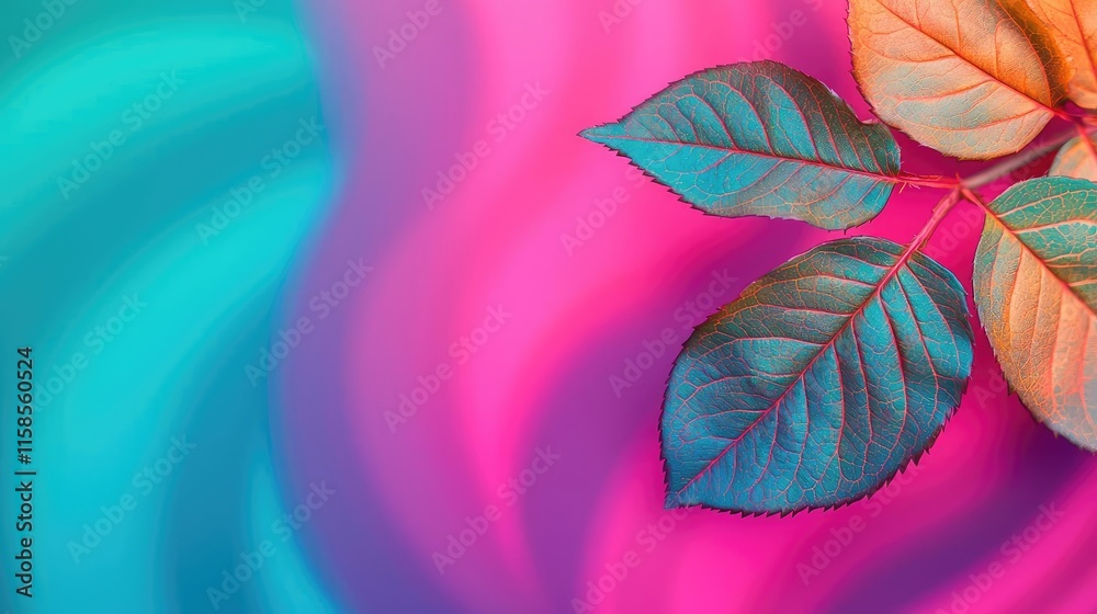 Poster rose leaves abstract background concept. vibrant leaves against a colorful, abstract background crea