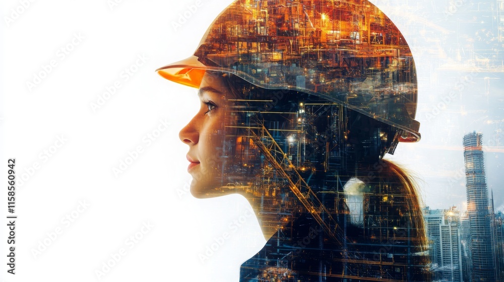 Poster This visual representation showcases the integration of artificial intelligence in the real estate industry, emphasizing the role of safety in construction.