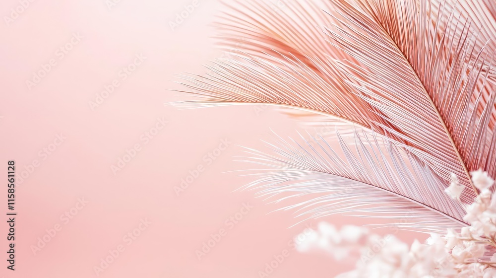 Poster palm leaves abstract background concept. delicate pink foliage creates a serene and calming atmosphe
