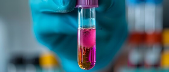 Hand Holding Test Tube with Colorful Liquid in Laboratory Setting for Scientific Research and Experimentation