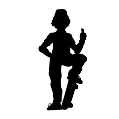 Silhouette of a Skater Posing with Skateboard