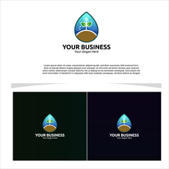 clean and fresh logo showcasing a single water droplet containing a sprouting plant, for you company