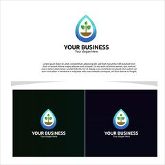 clean and fresh logo showcasing a single water droplet containing a sprouting plant, for you Business