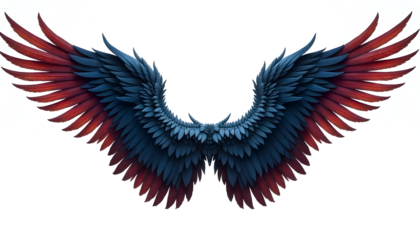 Majestic Dark Blue Red Wings Fantasy Art Dramatic Design