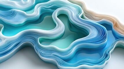 Abstract Blue and White Wavy Pattern