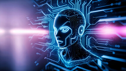 データとテクノロジーを融合させた人工知能の未来を表現した背景.生成AI