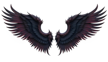 Dark Angelic Wings Dramatic 3D Render Isolated White Background