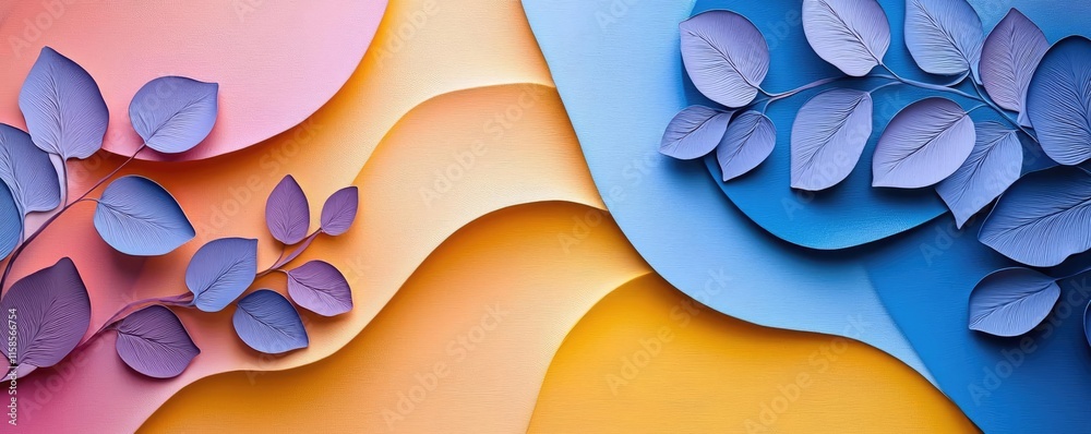 Aufkleber rose leaves abstract background concept. vibrant paper leaves on colorful textured backgrounds creat