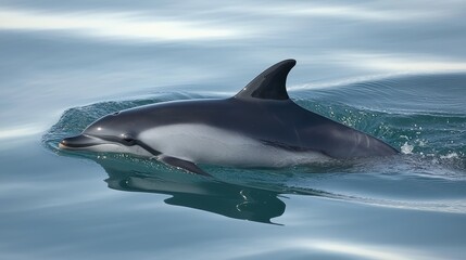 Fototapeta premium Dusky dolphin swimming in ocean water.