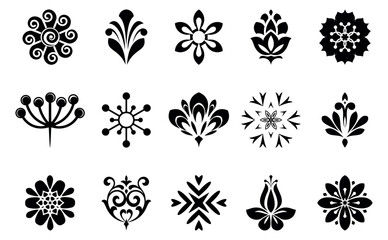 Obraz premium Flower icons set. Isolated elements for design. Vector graphics.