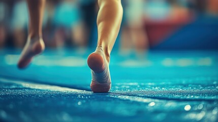 Close-Up of Gymnast's Feet During Dismount