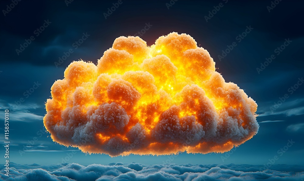 Poster digital cloud with flowing data streams, symbolizing advanced technology and connectivity in a moder