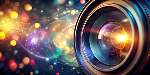 Abstract Camera Lens Flare Background: Rule of Thirds Composition