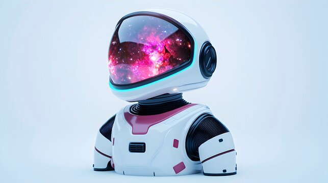 Futuristic Robot Astronaut with Cosmic Background