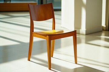 Modern Wooden Chair Illuminated By Sunlight