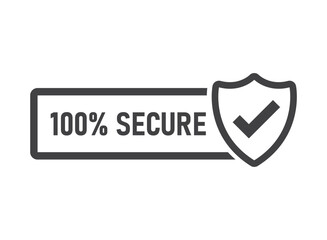 100% secure icon in flat style. Privacy guarantee vector illustration on isolated background. Safety risk sign business concept.