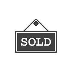 Real estate banner icon in flat style. Sale label vector illustration on isolated background. Sold sign business concept.