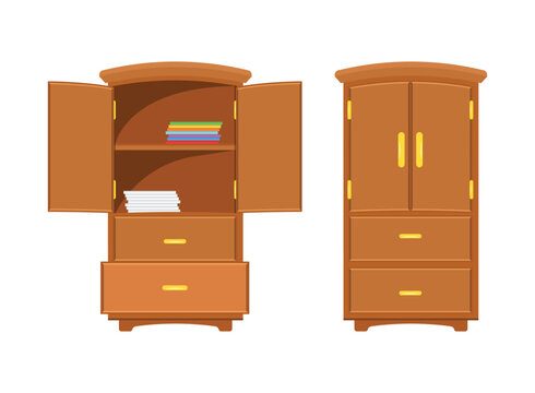 Cupboard icon in flat style. Wardrobe storage vector illustration on isolated background. Drawer cabinet sign business concept.
