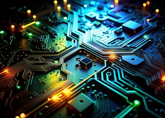Fototapeta premium Advanced Circuitry Silhouette Photography: Dark Art, Electronic, Tech, Abstract