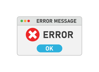 Error message icon in flat style. Computer window alert vector illustration on isolated background. Alert popup sign business concept.