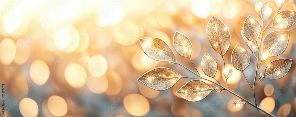 Poster plane tree abstract background idea. a serene background of shimmering leaves glistening in soft gol