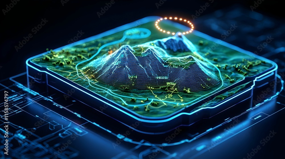 Poster gis data visualization, intricate mapping of geographic information systems, showcasing layered data