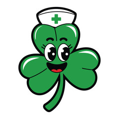 Cute Shamrock Nurse Cartoon Illustration