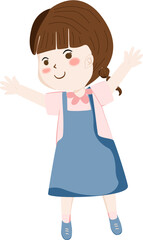 Cute Cartoon Girl with Braided Hair