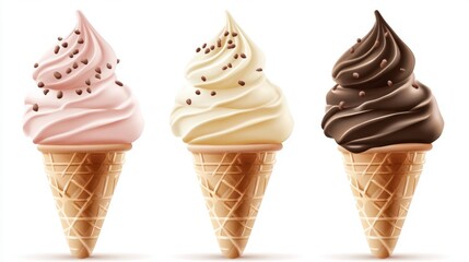 Delicious Ice Cream Cones in Assorted Flavors
