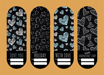 Address sticker for a gift box with vector art doodle hearts and a declaration of love