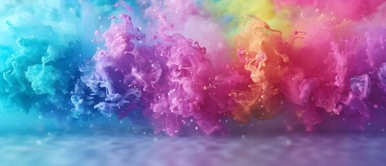 Fototapeta premium Vibrant Abstract Colorful Smoke Clouds in Purple, Pink, Blue, and Orange Against a Soft Background