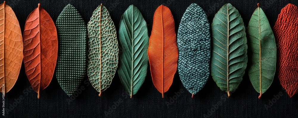 Poster plane tree abstract background idea. colorful collection of various leaves arranged beautifully on a