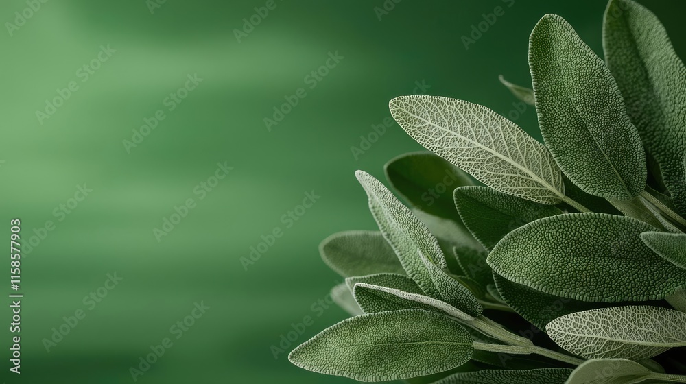 Poster sage leaves abstract background concept. close-up of fresh green leaves on a soft blurred background