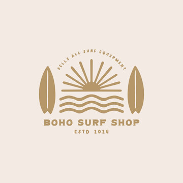 Boho surf design template for surf club, surf shop, surf merch.