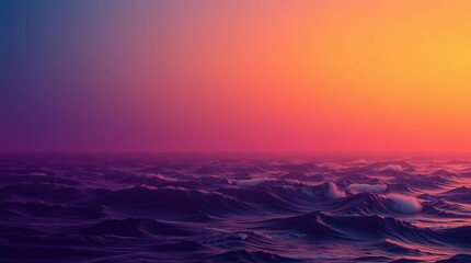 Fototapeta premium A serene ocean view at sunset, showcasing vibrant hues of purple, pink, and orange reflecting on the waves.