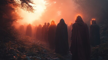 Group cosplay recreating a scene from a fantasy movie with vivid costumes