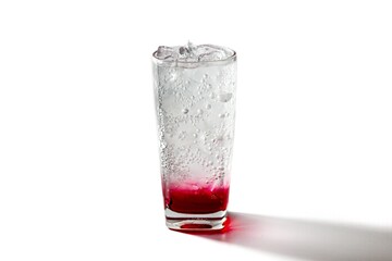 Pictures of sweet red ice soda put on white background and isolate concept.
