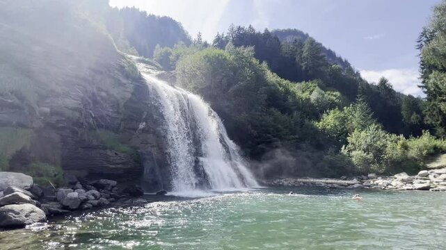 waterfall in the mountains, Faido, Switzerland
