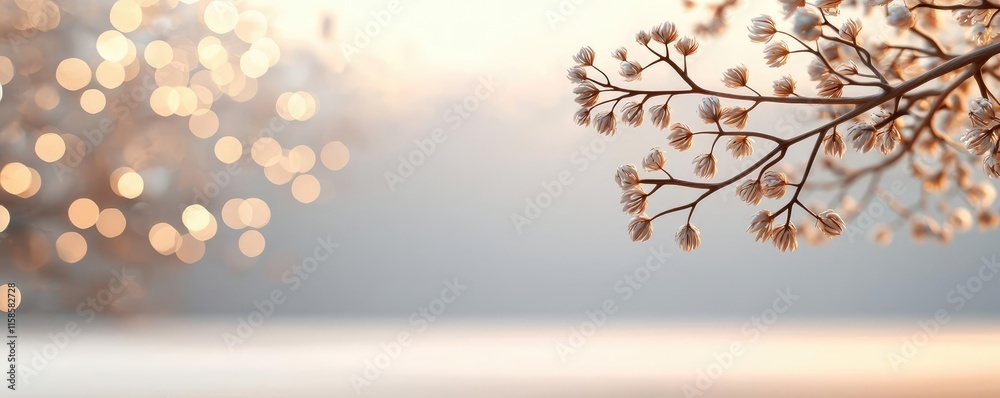 Aufkleber Plane tree abstract background idea. Delicate flowers in soft light, creating a serene and calming atmosphere.