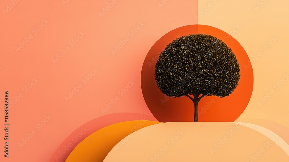 Poster plane tree abstract background idea. stylized tree against a vibrant, abstract background. a unique 