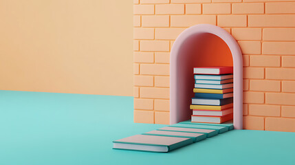 E-learning curriculum development in education colorful books digital environment creative viewpoint knowledge concept